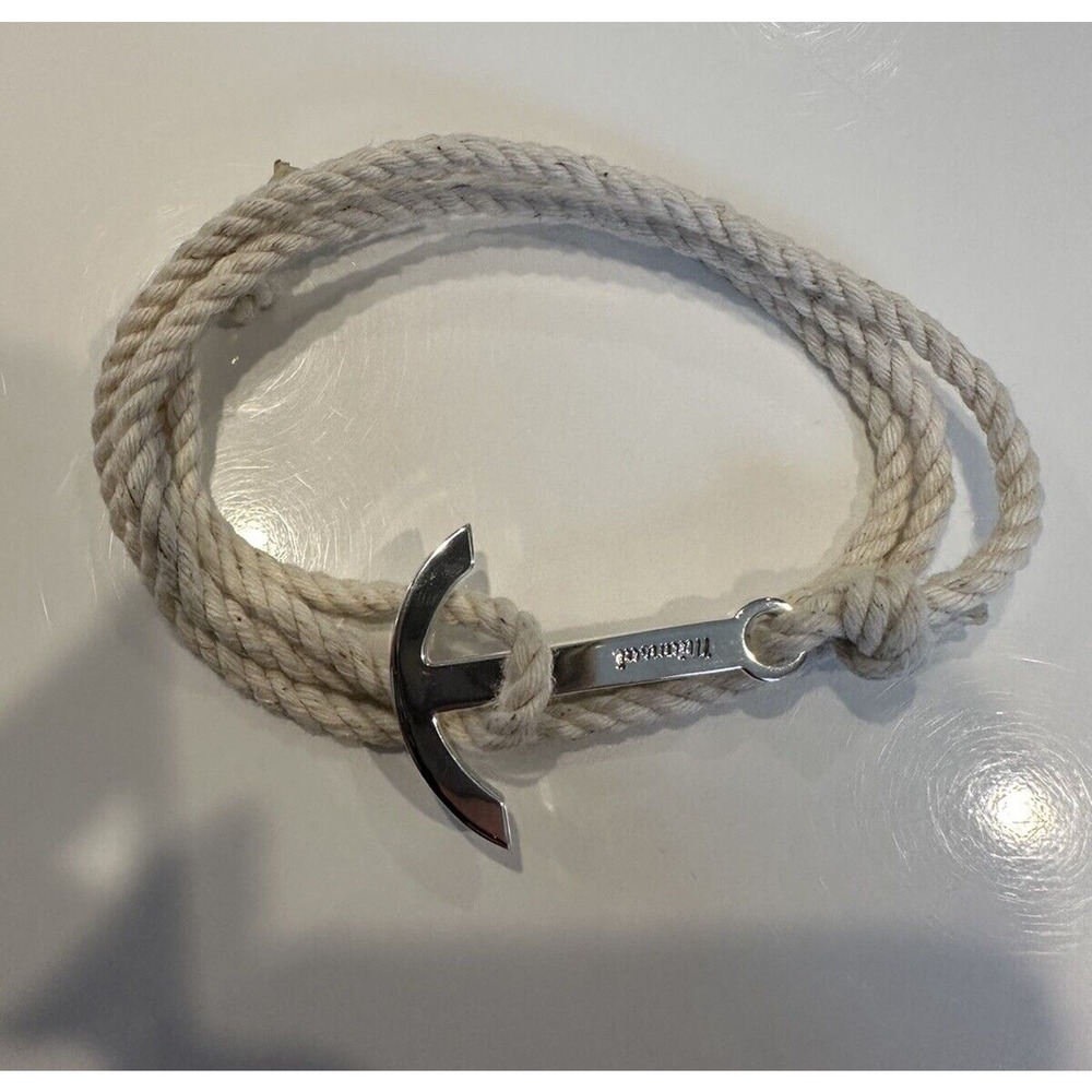 Miansai Silver Anchor Maritime Ivory Rope Bracelet